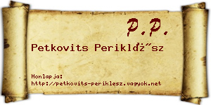 Petkovits Periklész névjegykártya